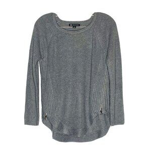 INC International Concepts Gray Zipper Embellished Sweater PS